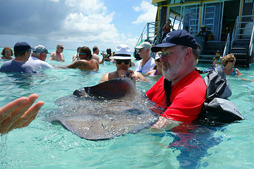 I used the OverBoard Waterproof Pro-Sport Roll-Top SLR Camera Bag on our excursion to the stingray city in Grand Cayman and it worked perfectly. From Royal Caribbean's Navigator of the Seas on our Caribbean Cruise vacation