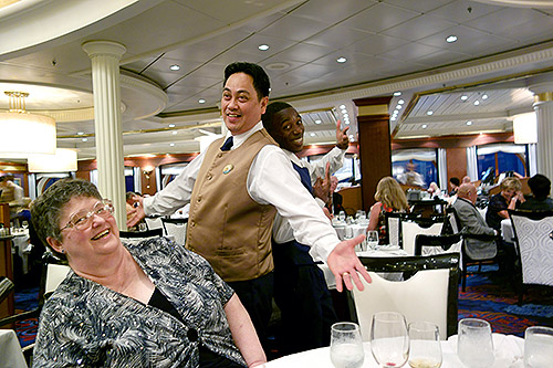 Jorge and Oneill took great care of us in the Sapphire Room, the main dining room on Royal Caribbean's Navigator of the Seas on our Caribbean Cruise vacation